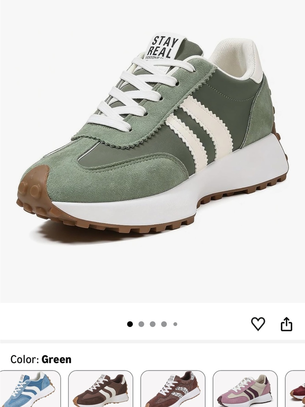 Women’s Sage Green Retro Runner Sneakers
